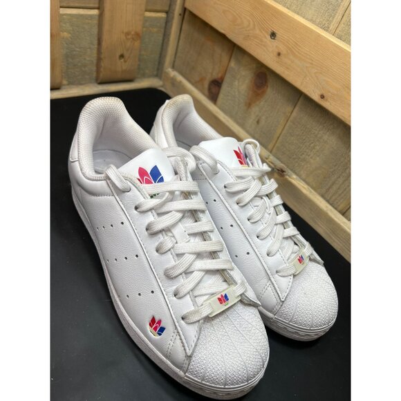 Adidas Superstar Pure Mens Sneakers White With Multicolor Logo Size 7 - Picture 2 of 9